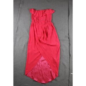 Amanda Uprichard Dress Small Red Orange Silk Sleeveless Ruffle Pull Over USA